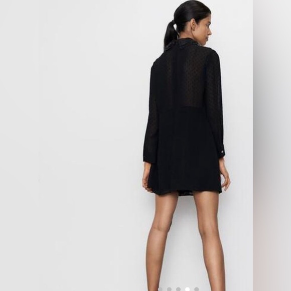Zara black dot mesh romper with jewel buttons and lace collar - Picture 4 of 16